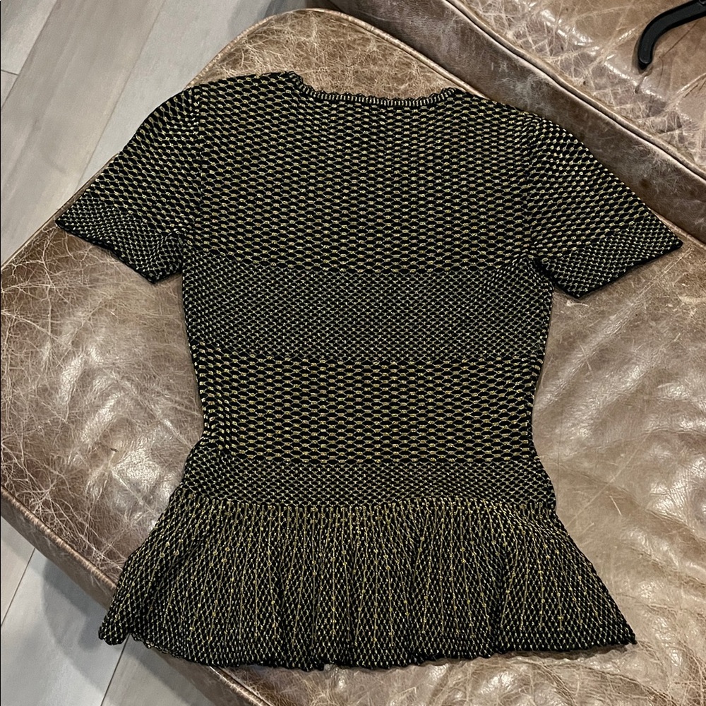 Torn by Ronny Kobo Black and Gold Peplum Blouse - Picture 6 of 11